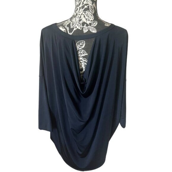 Chico's Travelers Size 3 Women's Wedge Top Navy Blue Stretchy NWT - Picture 3 of 7